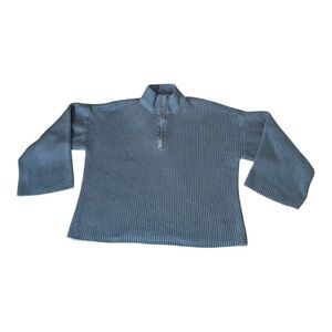 Edikted Textured Blue Zip-Up Sweater Medium